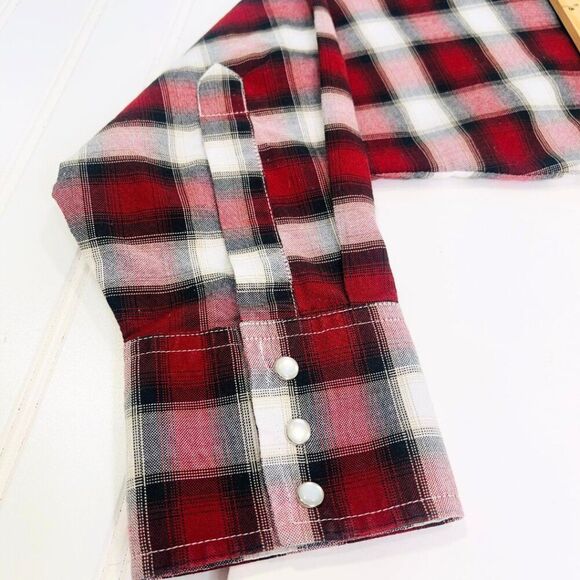 Men's Plaid Print Long Sleeve Pearl Snap Western Shirt Size XL - Picture 12 of 13